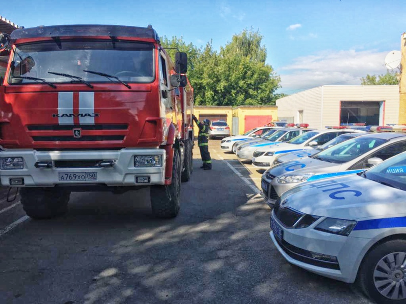 Раменские пожарные провели учебную тренировку с сотрудниками ГИБДД